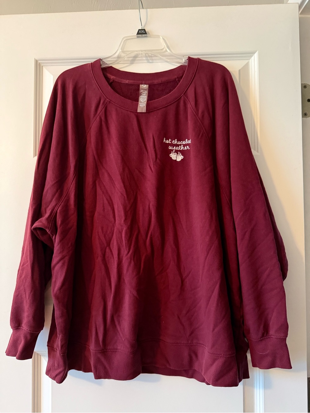 Lou & Grey Maroon Crewneck Sweatshirt with White Chest Script